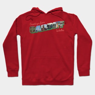 Greetings from Cardiff in Wales Vintage style retro souvenir Hoodie